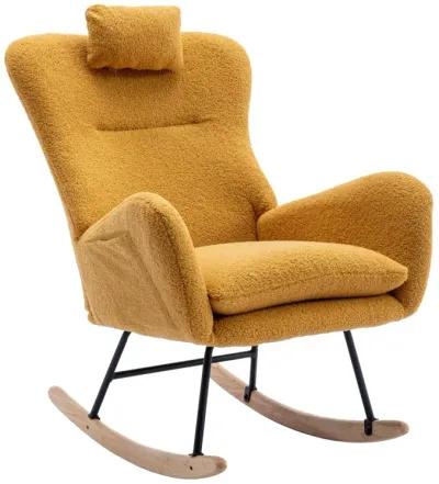 Soft Velvet Rocking Chair for Nursery, Living Room or Balcony