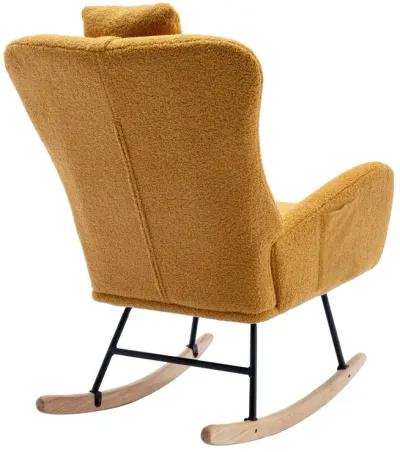 Soft Velvet Rocking Chair for Nursery, Living Room or Balcony