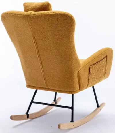 Soft Velvet Rocking Chair for Nursery, Living Room or Balcony