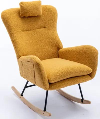 Soft Velvet Rocking Chair for Nursery, Living Room or Balcony