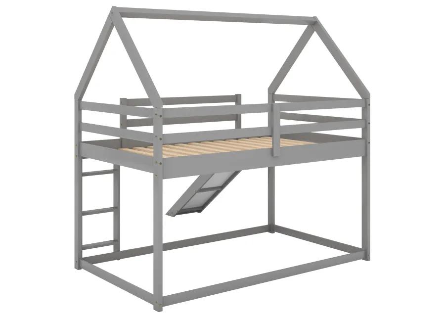 Merax Twin Size Bunk House Bed with Slide and Ladder