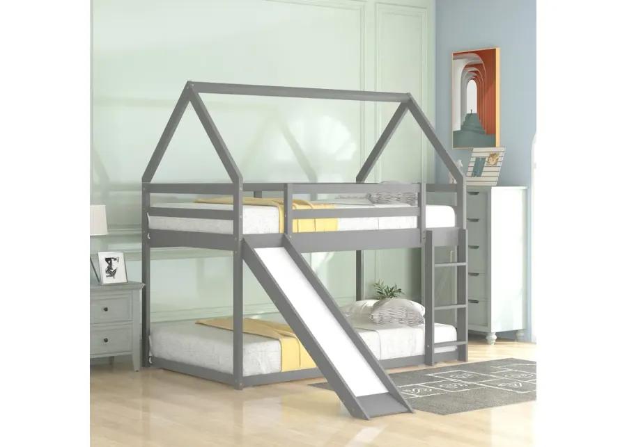 Merax Twin Size Bunk House Bed with Slide and Ladder