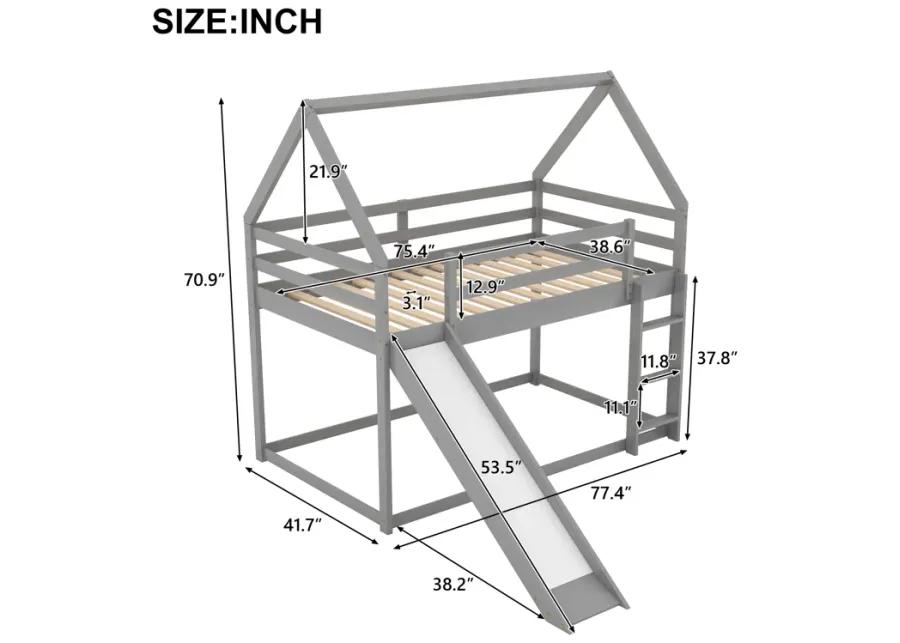 Merax Twin Size Bunk House Bed with Slide and Ladder