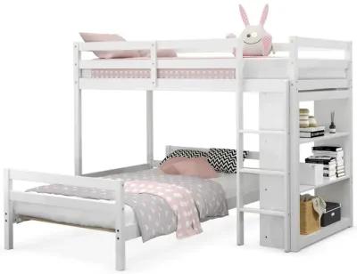 Twin Over Twin Loft Bunk Bed with Bookcase