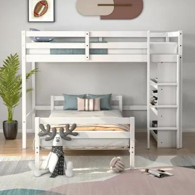 Twin Over Twin Loft Bunk Bed with Bookcase