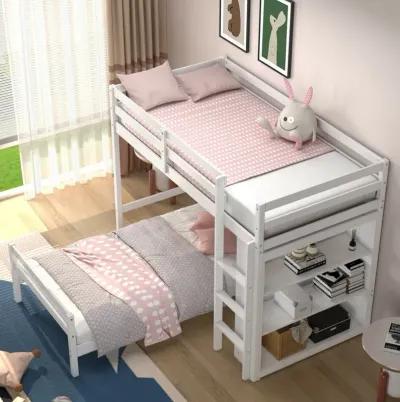 Twin Over Twin Loft Bunk Bed with Bookcase