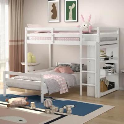 Twin Over Twin Loft Bunk Bed with Bookcase