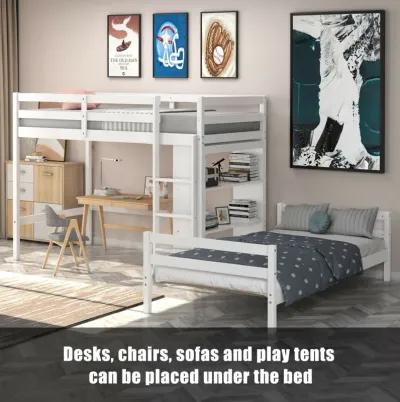 Twin Over Twin Loft Bunk Bed with Bookcase