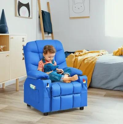 Kids Recliner Chair with Cup Holder and Footrest for Children