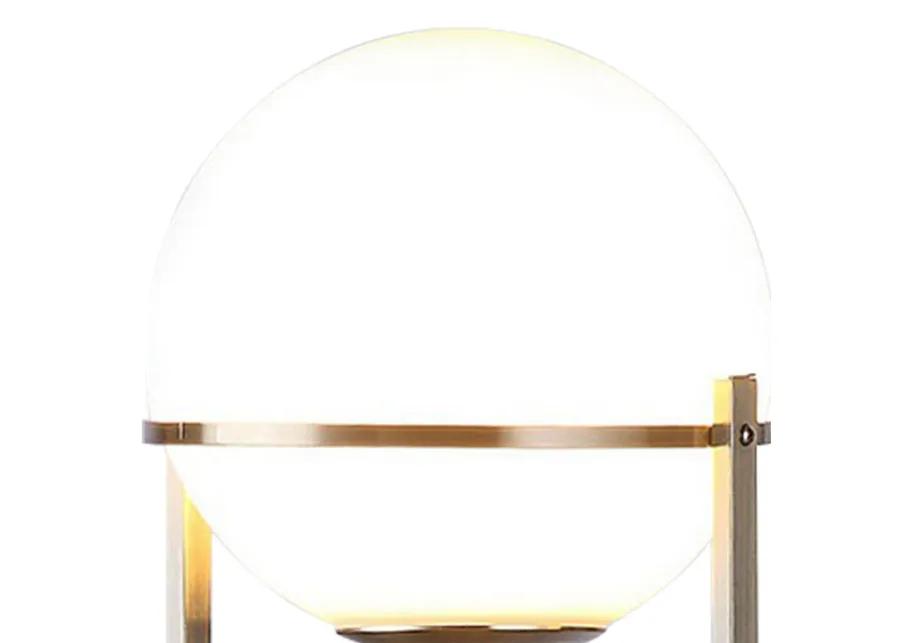 Jim 22 Inch Table Lamp, LED Light, Metal Body, Modern Globe Shade, Brass-Benzara