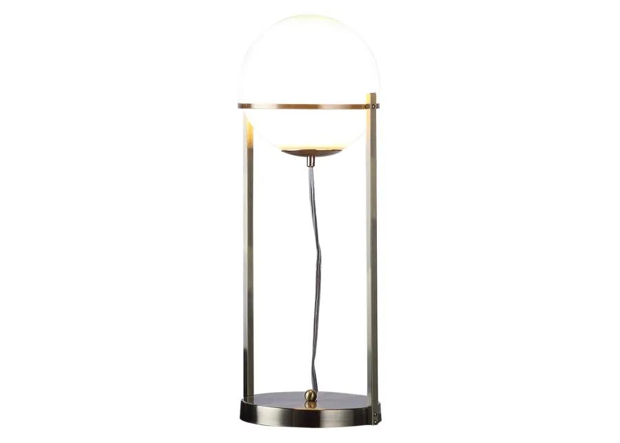 Jim 22 Inch Table Lamp, LED Light, Metal Body, Modern Globe Shade, Brass-Benzara