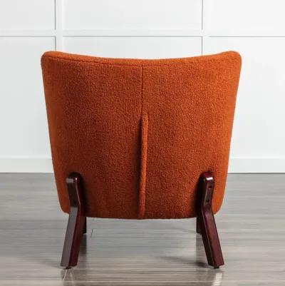 Upholstered Armless Chair with Wooden Legs, Burnt Orange