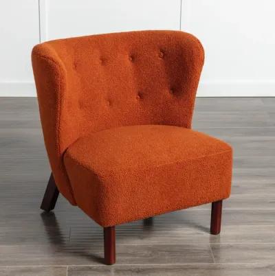 Upholstered Armless Chair with Wooden Legs, Burnt Orange