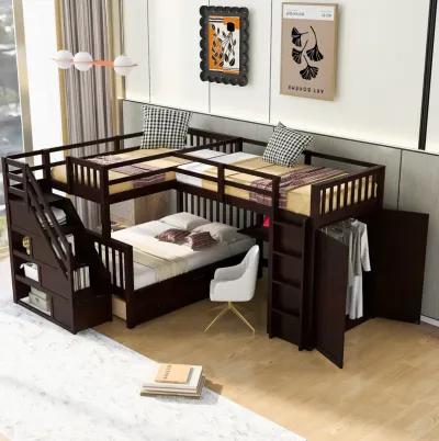 Merax  L-Shaped Bunk Bed With 3 Drawers