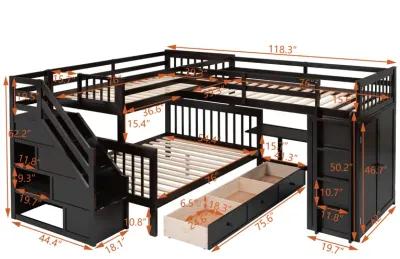 Merax  L-Shaped Bunk Bed With 3 Drawers