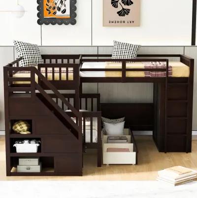 Merax  L-Shaped Bunk Bed With 3 Drawers