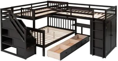 Merax  L-Shaped Bunk Bed With 3 Drawers