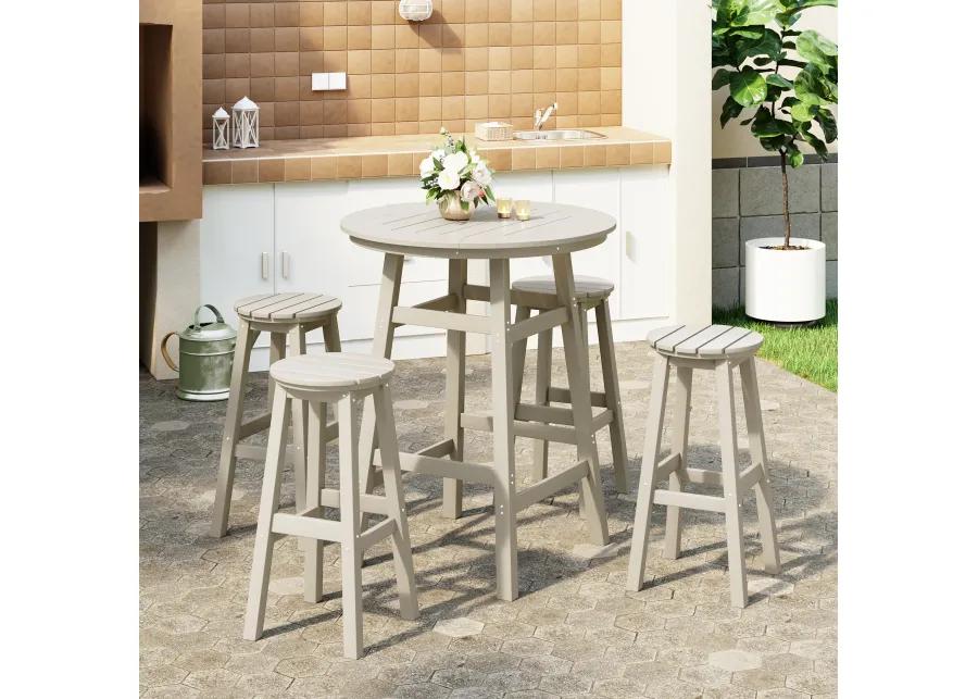 WestinTrends 5-Piece HDPE Outdoor Patio Dining Bar Bistro Table Set with Bar Stools