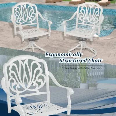 MONDAWE Patio Outdoor Aluminum Dining Swivel Rocker Chairs, Cast Aluminum Swivel Bar Stools (Set of 2)