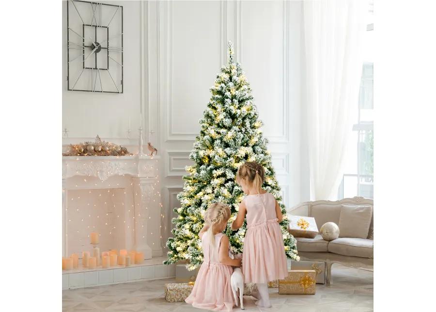 Pre-Lit Premium Snow Flocked Hinged Artificial Christmas Tree