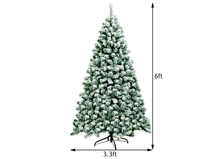 Pre-Lit Premium Snow Flocked Hinged Artificial Christmas Tree