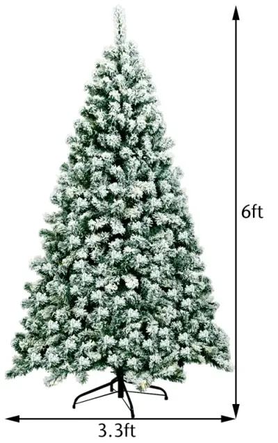 Pre-Lit Premium Snow Flocked Hinged Artificial Christmas Tree