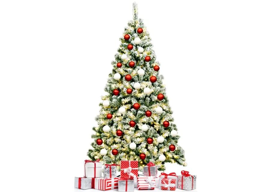 Pre-Lit Premium Snow Flocked Hinged Artificial Christmas Tree