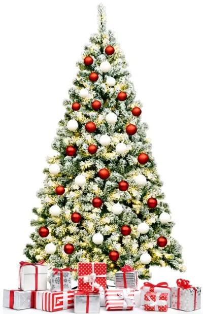 Pre-Lit Premium Snow Flocked Hinged Artificial Christmas Tree