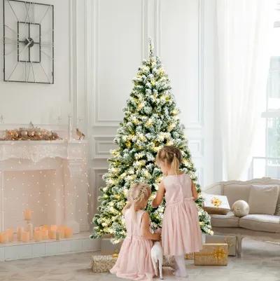 Pre-Lit Premium Snow Flocked Hinged Artificial Christmas Tree