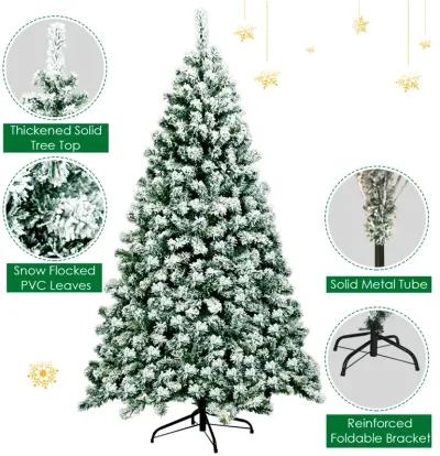 Pre-Lit Premium Snow Flocked Hinged Artificial Christmas Tree