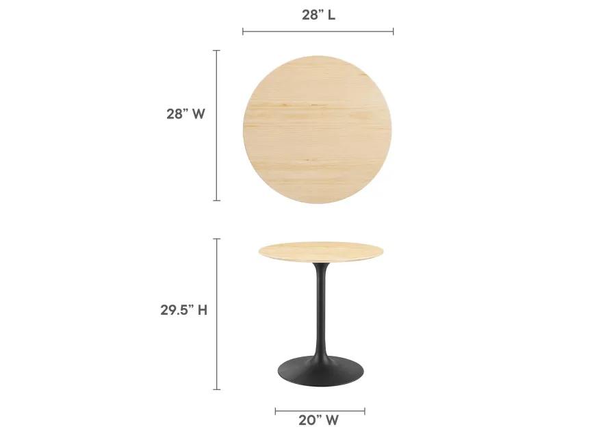 Modway - Lippa 28" Round Wood Grain Dining Table Black Natural