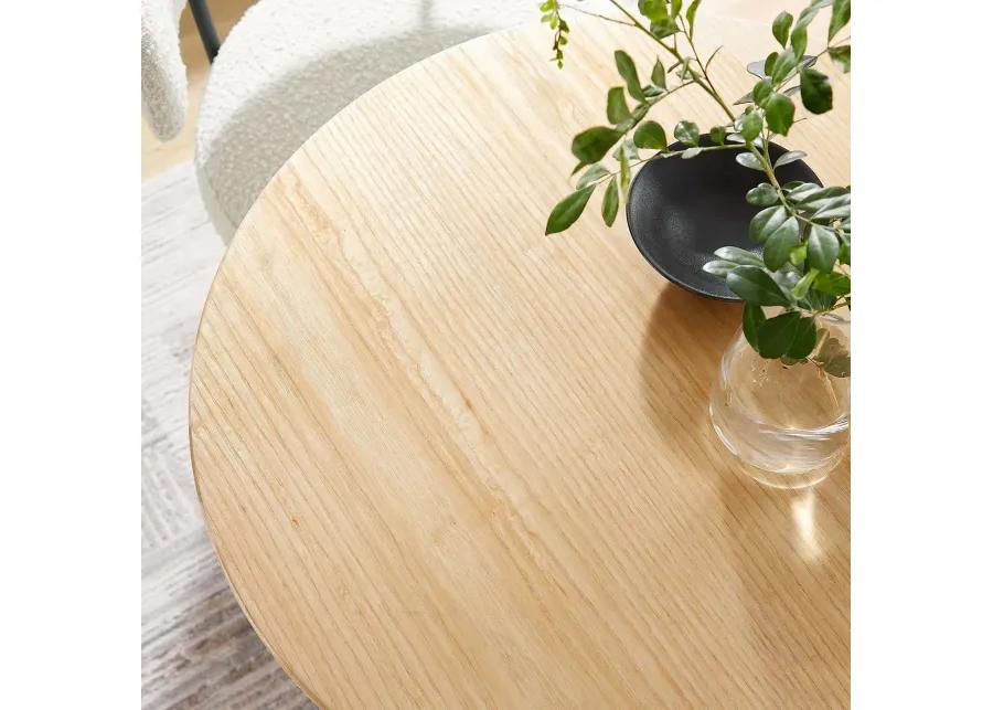 Modway - Lippa 28" Round Wood Grain Dining Table Black Natural