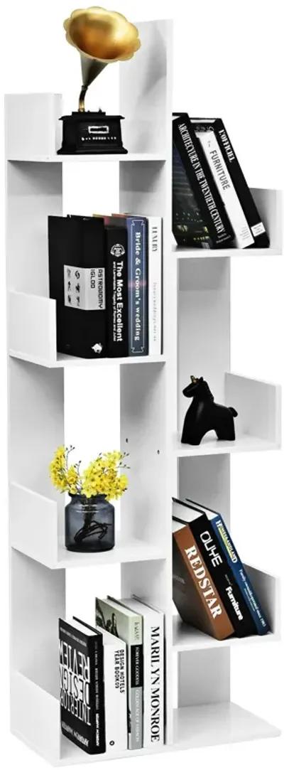 8-Tier Bookshelf Bookcase with 8 Open Compartments Space-Saving Storage Rack