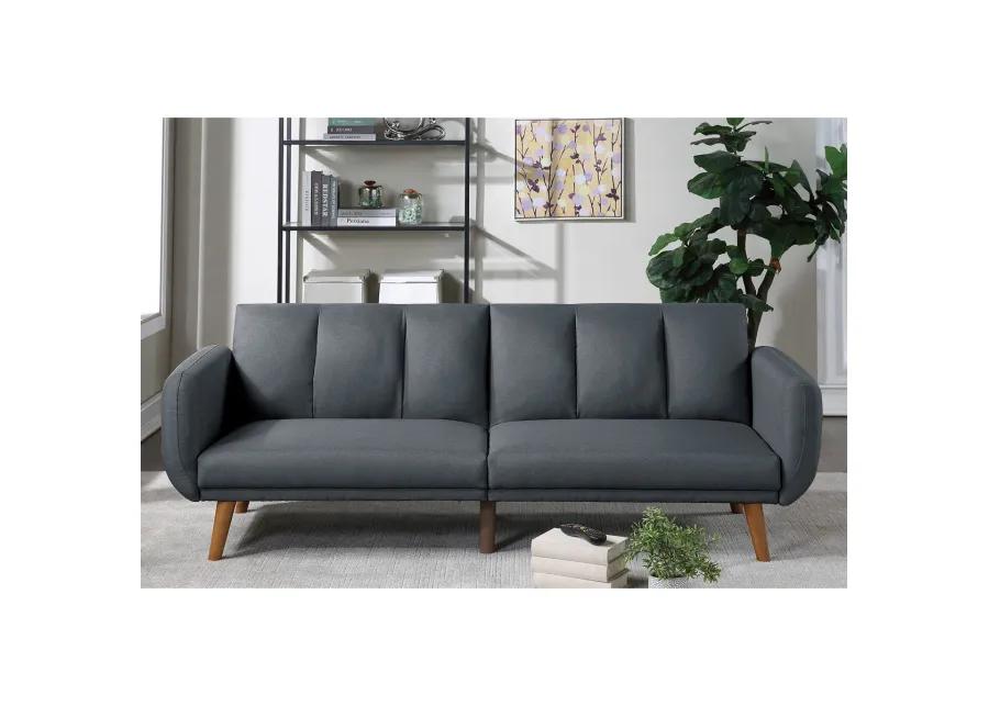 Blue Grey Convertible Sofa with Wooden Legs