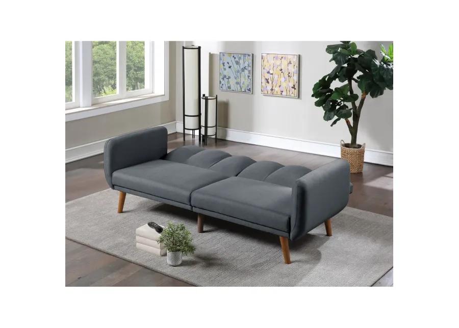 Blue Grey Convertible Sofa with Wooden Legs