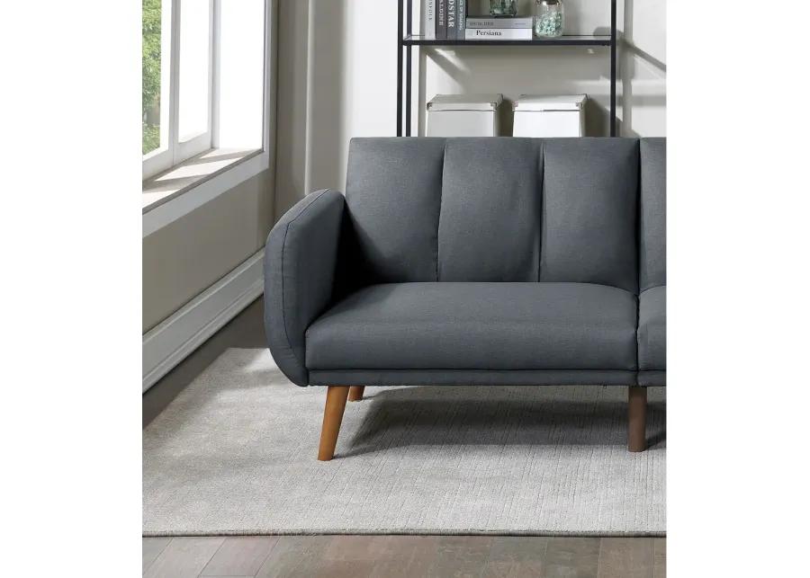 Blue Grey Convertible Sofa with Wooden Legs