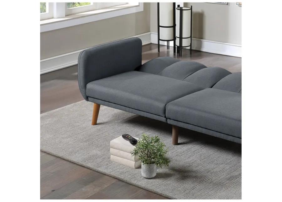 Blue Grey Convertible Sofa with Wooden Legs