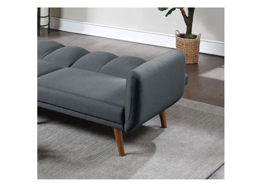 Blue Grey Convertible Sofa with Wooden Legs