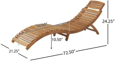 Hanie Foldable Chaise Lounger, Outdoor, Open Slatted in Brown Acacia Wood