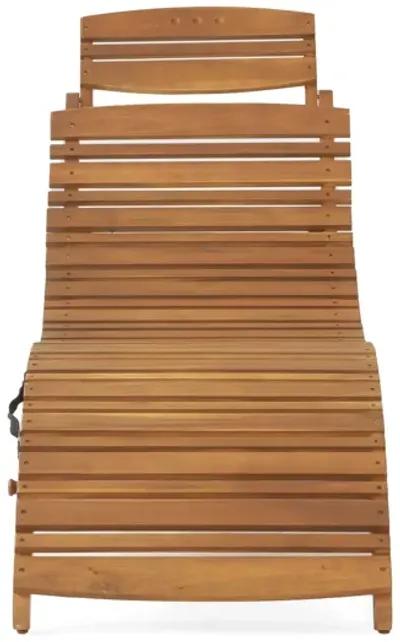 Hanie Foldable Chaise Lounger, Outdoor, Open Slatted in Brown Acacia Wood