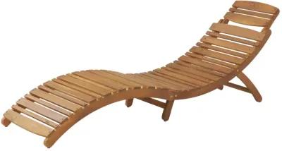 Hanie Foldable Chaise Lounger, Outdoor, Open Slatted in Brown Acacia Wood