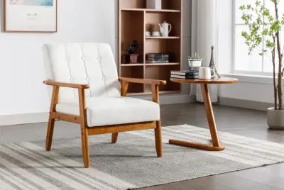 Leisure Chair With Solid Wood Armrest And Feet, Mid-Century Modern Accent Chair