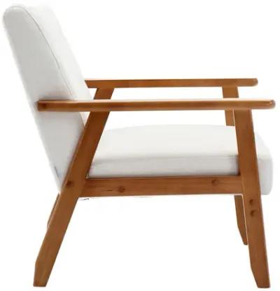 Leisure Chair With Solid Wood Armrest And Feet, Mid-Century Modern Accent Chair