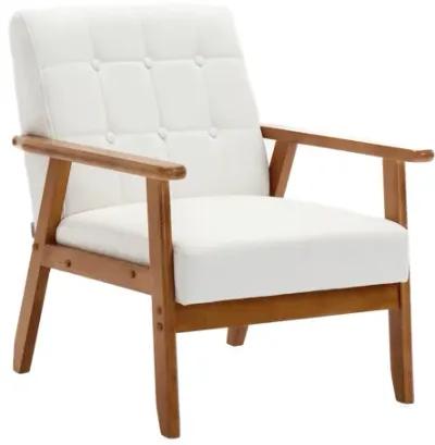 Leisure Chair With Solid Wood Armrest And Feet, Mid-Century Modern Accent Chair