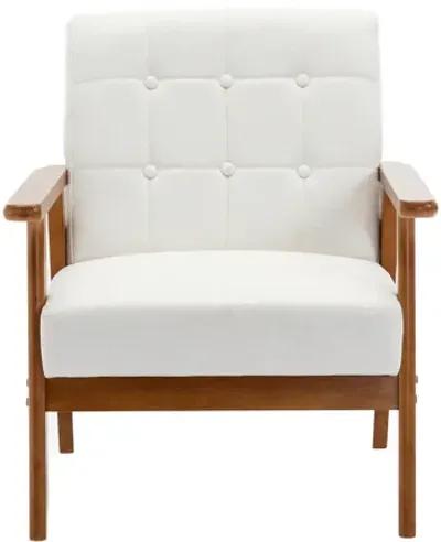 Leisure Chair With Solid Wood Armrest And Feet, Mid-Century Modern Accent Chair