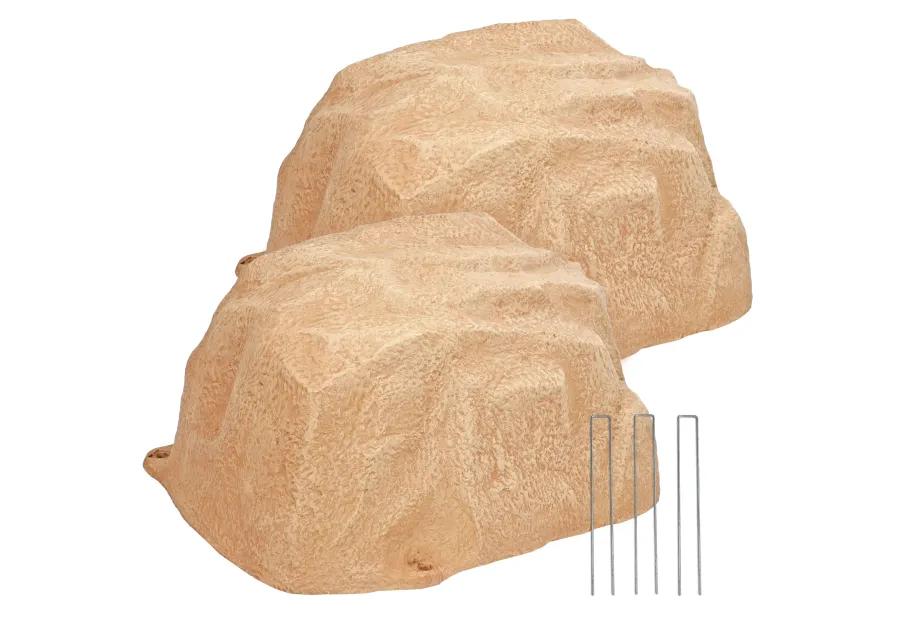 Low-Profile Artificial Polyresin Landscape Rock with Stakes - Set of 2