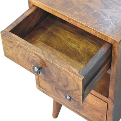 Mini Classic Multi Chestnut Solid Wood 2 Drawer Nightstand