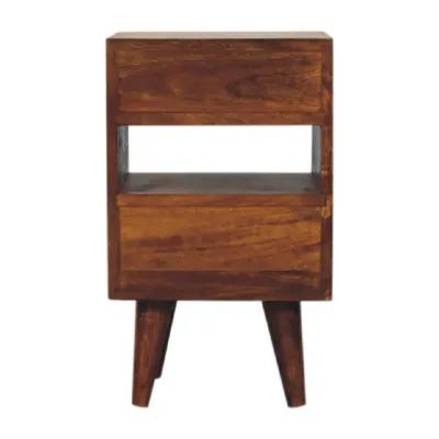 Mini Classic Multi Chestnut Solid Wood 2 Drawer Nightstand