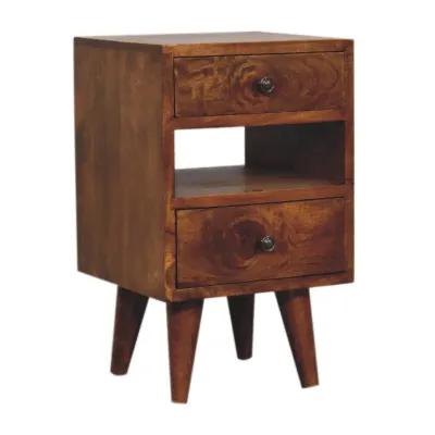 Mini Classic Multi Chestnut Solid Wood 2 Drawer Nightstand