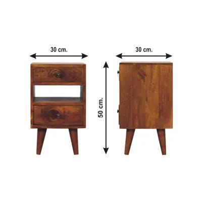 Mini Classic Multi Chestnut Solid Wood 2 Drawer Nightstand